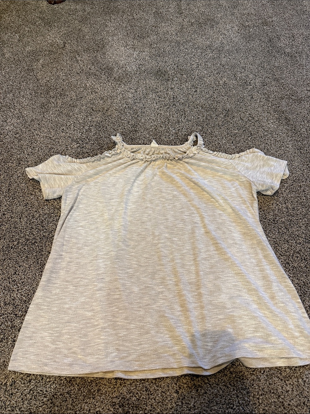 Cold-Shoulder Ruffle Neck Crop Top in Light Cream